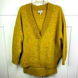 & Other Stories GOLD YELLOW Oversized V Neck Tunic Sweater sz S